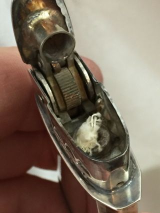 Vintage DEMLEY Pocket Lighter - Engraved Lightning Bolt Design - Silver Plate 5