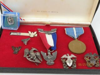 Vintage Sterling Silver Boy Scouts Eagle Scout Award Ribbon Medal Pin Korean