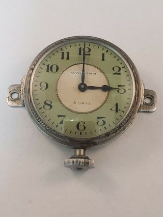 Vintage Waltham 8 Day Car Clock - Runs & Stops