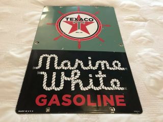 Vintage Texaco Marine White Gasoline Porcelain Sign,  Pump Plate,  Gas Station Oil