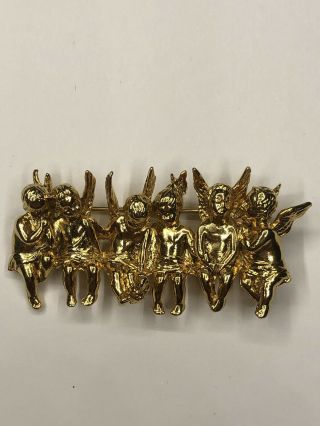 Vintage Berebi Limited Edition All In A Row Angel Pin Brooch