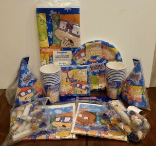 90s Vintage RUGRATS Birthday Party Supplies Plates,  Cups,  Gift Bags,  table cover 2