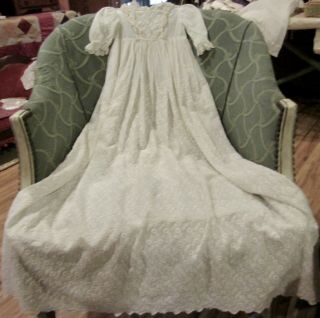 G390 Antique Incredible Doll Christening Gown For French For Antique Bisque Doll