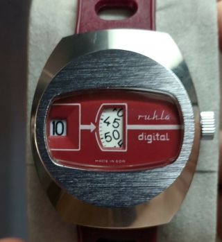 Vintage Ruhla Jump Hour Mechanical Digital Watch - U.  S.  Seller