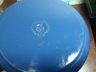 Vintage Le Creuset French Enamelware Blue 22 Dutch Oven With Lid DS 7