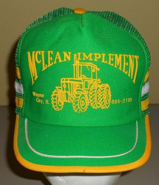 Vintage Mclean Implement John Deere Wayne City,  Il Farmer Hat 3 Stripe
