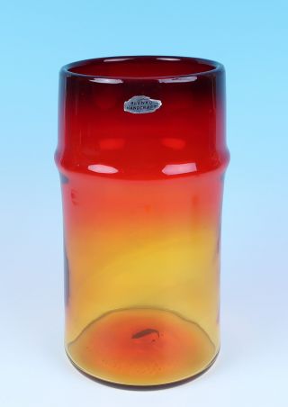 Rare Vintage Blenko Tangerine Large Glass Vase 7214L 1972 Only 11 