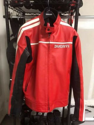 Ducati Red Leather By Dianese Motorcycle Jacket Vintage Retro Size 56