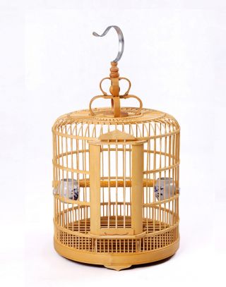 Vintage Wood Bamboo Pagoda Style Bird Cage Matchstick