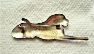 Vintage Chinese Sterling Silver & Enamel Cat / Tiger Pin Brooch 2