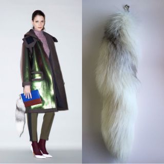 Rare Celine Fox Fur Tail Bag Charm Keychain Pre - Fall 2011