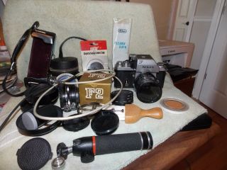 Vintage Nikon Camera,  Filters,  1/2 Case - Hood - Waist Level Finder