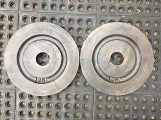 Vintage York Barbell 2 X 25 Lb Milled Olympic Weight Plates Deep Dish Weights