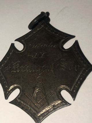 Vintage Masonic Medal 1883 Most Bulls Eyes Silver