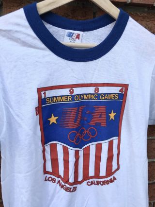 Vintage 1984 Levi ' s USA Olympics Thin 50/50 Ringer Medium Shirt 2