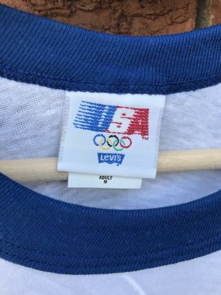 Vintage 1984 Levi ' s USA Olympics Thin 50/50 Ringer Medium Shirt 3