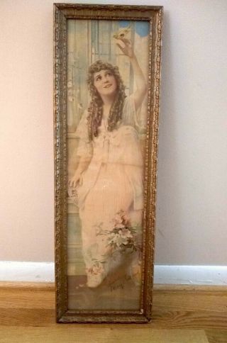 Antique Signed Mary Pickford Vintage Picture Framed Ornate Gold 9 " X28 " Era 1920s