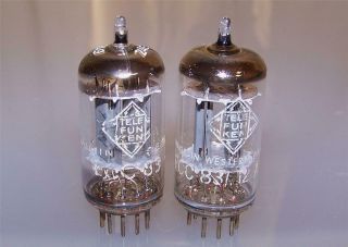 2 Vintage Telefunken Smooth Plate 12ax7 Ecc83 Tubes - -