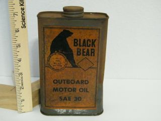 Vintage Rare Black Bear Outboard Boat Motor Oil Can Full Long Island City Nj