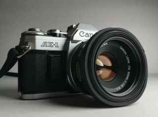 Vintage Canon Ae - 1 35mm Slr Film Camera With Fd 50mm 1.  8f Lens Battery