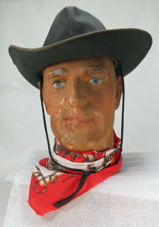 The " Marlboro Man " Vintage Hand - Painted Mannequin Head By Barrango