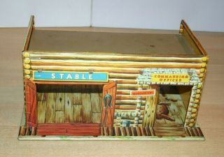 41 - 0012 Vintage T.  Cohn Tin Toy Stable & Commanding Officer Building