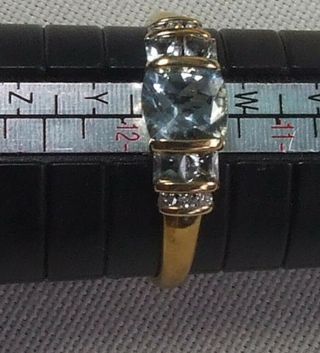 STYLISH - 9ct DRESS RING - set with BLUE TOPAZ and DIAMONDS - RING SIZE W - EXCEPTIONAL 2