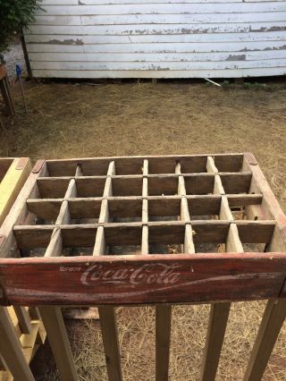 2 Distressed Wood Vintage Coca Cola Coke Case Carrying Crate Soda Pop Wooden 4