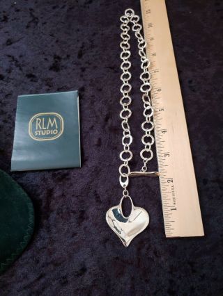 RLM Robert Lee Morris Heart Necklace Fancy Link Toggle Chain EUC 2