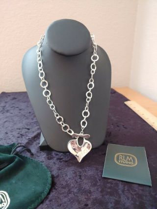 RLM Robert Lee Morris Heart Necklace Fancy Link Toggle Chain EUC 4