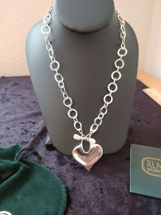 RLM Robert Lee Morris Heart Necklace Fancy Link Toggle Chain EUC 5