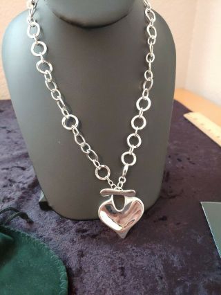 RLM Robert Lee Morris Heart Necklace Fancy Link Toggle Chain EUC 6