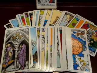 Vtg 1968 ALBANO - WAITE Color Deluxe Edition TAROT CARDS (78) Complete Deck 3