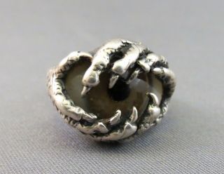 Vintage Estate Sterling Silver Eyeball In Talons / Claw Ring Gothic Style Size 7