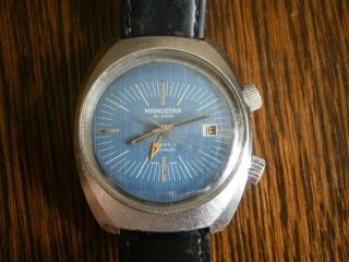 Vintage Memostar Alarm 17 Jewels Incabloc Wristwatch In Very Good Order