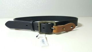 $150 Polo Ralph Lauren Antiquated Single - Prong Mens Black Leather Belt Sz:m