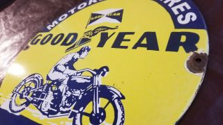 VINTAGE GOODYEAR TIRES PORCELAIN MOTORCYCLE AUTO GAS SERVICE DEALERSHIP SIGN 3