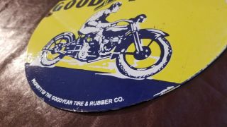 VINTAGE GOODYEAR TIRES PORCELAIN MOTORCYCLE AUTO GAS SERVICE DEALERSHIP SIGN 4