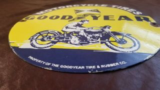 VINTAGE GOODYEAR TIRES PORCELAIN MOTORCYCLE AUTO GAS SERVICE DEALERSHIP SIGN 5