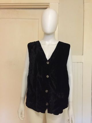 CP SHADES san francisco BLACK VELVET vest OVERSIZED vintage 1990s grunge goth M 8