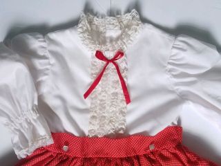 Vtg Martha ' s Miniatures 2 3 Lace Full Ruffle Dress Bell Red Polka Dot Frilly 3