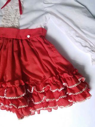 Vtg Martha ' s Miniatures 2 3 Lace Full Ruffle Dress Bell Red Polka Dot Frilly 4