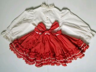 Vtg Martha ' s Miniatures 2 3 Lace Full Ruffle Dress Bell Red Polka Dot Frilly 8