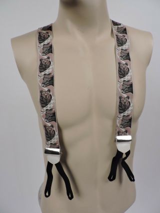 Vintage Bear And Bull Pattern Calvin Curtis 1960’s Men’s Suspenders Braces