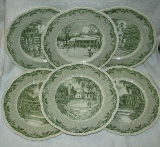 Rare Set Of 6 Royal Cauldon Dartmouth College Plates Wedgwood