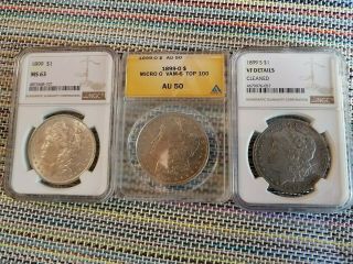 Rare 1899p Ms63; 1899o Au50; 1899s Vf Details.  Graded By Ngc @ Anacs