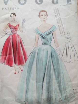 Vogue 7874 Vintage 1952 Sewing Dress Pattern Size 14 Bust 32 50s 1950s Complete