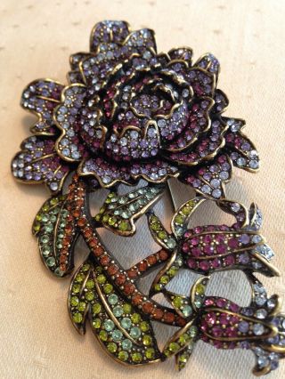 Heidi Daus Moody Hue Swarovski Crystal Flower Brooch Pin $149 Rv