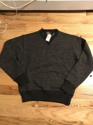 Bnwt Rrl Ralph Lauren Vintage Inspired Cotton Wool Blend Sweatshirt Grey Sz M