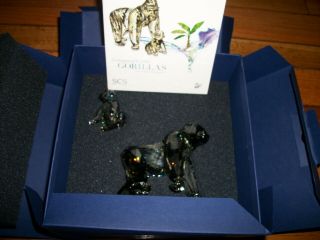 Swarovski Crystal Gorilla Figurines Mother And Cub Ah 2009 Scs W / Box Rare